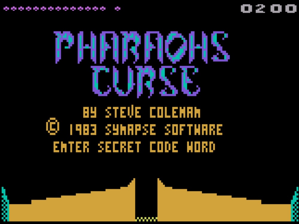 Title Screen of The Pharaoh's Curse for Atari 8 Bit